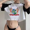 女性用Tシャツスリナム90年代ゴシックストリートウェアクロップガール2000年代フェアコアビンテージ美学服