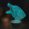 Nattljus vargljus för barn 3D Illusion Lamp 16 Färger Byte med fjärrkontrollrum Dekor gåvor Barn pojkar flickor