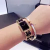 Orologio al quarzo di moda classica di design di lusso, orologio da donna quadrato in oro nero, misura 16 mm. Nuova coppia di orologi con funzione impermeabile