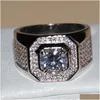 Bandringen Victoria Wieck Vintage Sieraden 10KT Wit goud Gevulde Topaz Simated Diamond Pave voor mannen Maat 8/9/11/12/1 Dhgarden Dhfo2