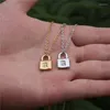 Chains 26pcs/set Punk A-Z Initials Letter Padlock Necklaces For Women Friends Stainless Steel Gold Chain Lock Pendant Necklace Jewelry