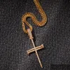 Naszyjniki wiszące złoto sier lodowane łańcuchy krzyżowe do męskiego biżuterii z hip -hopowym ze stalą ze stali nierdzewnej Miami Link lub Twist CH Dhgarden Dhlpx
