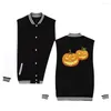 Men's Jackets Fashion Halloween Pumpkin Funny Printed Baseball Jacket Men Women Sweatshirts Coats Tops Casual Long Sleeve Hoodies