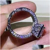 Anelli 925 Sterling Sier Fill Princess Cut Whie Topaz Cz Diamond Party Eternity Women Ring Gift Drop Delivery Jewelry Dhgarden Dhzgx