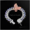 Chaîne Glacé Diamant Femmes Bracelets Bijoux Zircon Bande Type Cubain Lien Or Sier Rose Papillon Drop Delivery Dhgarden Dhlan