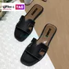 Com as mulheres chinelas femininas clássicas sandálias planas slides designer de moda mocassins Scuffs Lady Shoe Tamanho 35-42