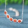 Kettingen XL344 Zfsilver S925 Sterling Silver Hetian Jade South Red Agate Turquoise Lange ovale ketting voor meisjes Women Wedding Sieraden Gift