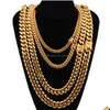 Chains 8Mm/10Mm/12Mm/14Mm/16Mm Miami Cuban Link Stainless Steel Mens 14K Gold High Polished Punk Curb Hip Hop Necklaces Drop Dhgarden Dh6Mj