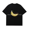 Herren-T-Shirt, Bananen-Stickerei, Buchstaben-Druck, kurzärmelig, atmungsaktives Sommer-T-Shirt, lässiges Rundhals-Oberteil, Schwarz/Weiß