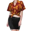 Blouses pour femmes prix de gros cravate d'été femmes chemise polynésienne imprimé Tribal couvrir grande taille t-shirt vente boutons décontractés haut
