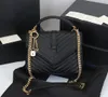 2023 New 5A Women Bag Luxury Handbag Shoulder Bag Brand LOULOU Y-Shaped Designer Seam Leather Ladies Metal Chain Black Clamshell Messenger Chain Bags lambskin