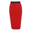 Jupes élégantes taille haute Midi jupe pour femmes 2023 grande taille bureau OL crayon fente noir rouge bleu Stretch pansement femmes