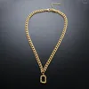 Colliers pendants ZMFashion Vintage Collier de chaîne de liaison carrée irrégulière pour femmes hommes Bijoux Hip Hop Choker Hip Hop en acier inoxydable en acier inoxydable