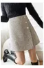 Jupes Mini jupes femmes asymétrique fête mode élégant Tweed Faldas Mujer bouton conception all-match laine jupe 230308