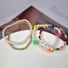 Pulseira de miçangas de sementes feitas à mão Bracelets 4pcs Boho Flowers Charms Pearl Colorful Badyd Elasty Pulset