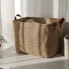 Conteneurs de stockage d'économiseurs de nourriture Panier de jute tissé Bacs décoratifs Conteneur d'organisation pliable pour jouets avec poignée en cuir Membrane étanche à l'intérieur 230307