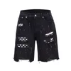 Jeans pour hommes Bleu Noir Patch Work Denim Ripped Shorts Pantalons Vintage Mens Short TrouserMen's