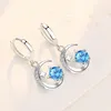 Boucles d'oreilles pendantes 925 timbre plaqué argent femmes goutte mode lune et étoile pendentif haute qualité Zircon boucle d'oreille pour fille bijoux