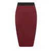 Jupes élégantes taille haute Midi jupe pour femmes 2023 grande taille bureau OL crayon fente noir rouge bleu Stretch pansement femmes