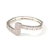 Gioielli firmati Moissanite 925 Bracciale in argento Nuovo braccialetto femminile cubano Baguette semplice Iced Out Gioielli di moda hip-hop placcati in oro