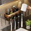 Toothbrush Holders Bathroom Stand WallMounted Razor Holder Toothpaste Storage Rack Towel Hooks Toilet Organizer Accessories 230308