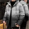 Men's Down 2023 Winter Hooded Color-Changing Thick Padded Jacket Cold Warm Cotton Coat Outerwear Parkas