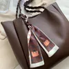 Evening Bags Large Capacity Leather Shoulder For Women Silk Scarf Designer Tote Pure Color Square Ladies Handbags Bag