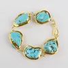 Bracciale placcato oro giallo turchese blu a forma libera 9''