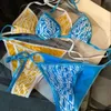 Sexy Swim Wear Bordado Biquíni Conjunto de Terno de duas peças LEXURO F Mulheres Madeiras de banho de 2 peças Conjunto de biquíni Coverp uperwear modear feminino