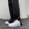 Männer Jeans 2022 Vibe Stil Musiknote Stickerei Schwarz Streetwear Männer Slim Jeans Hosen Knöchel Reißverschluss Hip Hop Frauen Denim Hosen Pantalon Z0301