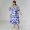 Plus size jurken Kexu losse strand bloemenprint vrouwen strapless hoge taille backless maxi jurk 2023 zomermode feestje