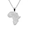 Pendant Necklaces WANGAIYAO Fashion Hip-hop Personality African Diamond Map Necklace Trend Men's