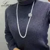 Pendant Necklaces Long Freshwater Pearl For Women White Real Wedding Trendy Sweater Gift 230307