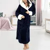 Kvinnors sömnkläder förtjockar varm par stil flanell mantel vinter långärmad badrock sexig huva kvinnor män nattklänning lounge hem kläder