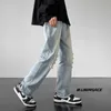 Mäns jeans vita blå svart rippade jeans män mode casual jeans män streetwear hiphop löst hål denim byxor mens byxor z0301