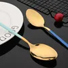 Dinnerware Sets 6Pcs Colorful Long Tea Spoon Stainless Steel Cutlery Set For Dessert Gold Spoons Small Coffee Scoop