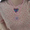 Pendentif Colliers Peinture Coeur Floral Acrylique Rose Chaîne Audacieuse Pour Adolescentes Egirls Clubwear Mignon Harajuku Collier 90s Y2k Bijoux