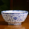 Bowls 7inch Jingdezhen Ceramic Soup Bowl Chinese Court Style Tableware Fruit Salad Mixing Home Kitchen Dinnerware Container