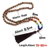 Pendant Necklaces Mala 7 Chakra 8mm Wooden Bead Buddhist Necklace Sandalwood Tassel Rosary Charm Jewelry Gift For Women Men YogaPendant