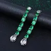 Dangle Earrings Handmade Original 925 Sterling Silver 3ct Diamond Emerald Earring Jewelry Gemstones Party Wedding Drop For Women