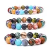 8mm 10mm 12mm Natural Stone Handmade Beaded Strands Charm Bracelets Elastic Jewelry For Women Men