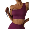 Camicie attive Sexy giacca da yoga con spalla inclinata Palestra femminile Intimo sportivo Cinturino irregolare Abbigliamento fitness Reggiseno Allenamento Top per le donne