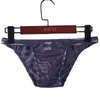 Underpants Sexy Men U Convex Pouch Brief Cockring Stripe Sheer See Through Underwear G-string Thongs Gay Wear Plus Size F10