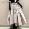 Skirts NINIMON Women Long Maxi Skirts Elegant Asymmetrical Ruffled High Waist Casual Pleat Mermaid Skirts with Belted SNIDEL Solid Skir 230308