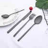 Set di stoviglie 4 persone Set oro rosa Posate in acciaio inossidabile Coltello Forchetta Cucchiaio da tè Cena Stoviglie da cucina Argenteria