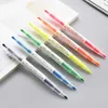 Highlighters 6pcs Pastel Color Doubleheaded Highlighter Pen Fine Liner Bold Marker Hoogtepunten Kids Gift Stationery Office School STOOM H6895 J230302