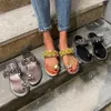 Slippare sommar 2023 Kvinnor nit Crystal Flat Platform Peep Toe Flip Flops Fashion Punk Outdoor Ladies Shoes Zapatos de Mujer