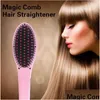 Hårrätare oss Storbritannien au EU Plug Fast Straintener Styling Tool Flat Iron Comb Brush Mas med LCD Digital temperaturkontroll DRO DHCRF