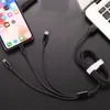 1.2 M 3 in 1 Nylon Braided Charging Cables For HuaWei LG Samsung Note20 S20 Micro USB Type C With Metal Head Plug opp bag