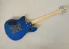 Blue Electric Guitar med Floyd Rose, Maple Fretboard, Quilted Maple Veneer